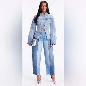 Scoop Women's Two-Tone Baggy Barrel Jeans,